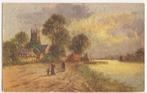 Scène champêtre chemin canal carte postale Olio chemin canal, Ophalen, 1940 tot 1960, Ongelopen, Natuur