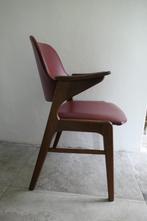 Vintage Pynock Wierden teak stoel met bordeaurode skai, Huis en Inrichting, Stoelen, Hout, Zo goed als nieuw, Eén, Ophalen