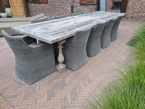 Massief houten tuintafel met stoelen, Tuin en Terras, Tuintafels, Zo goed als nieuw, Ophalen of Verzenden