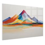 Paysage de montagne aux couleurs vives Peinture sur verre 10, 100 à 125 cm, Envoi, Création originale, 50 à 75 cm