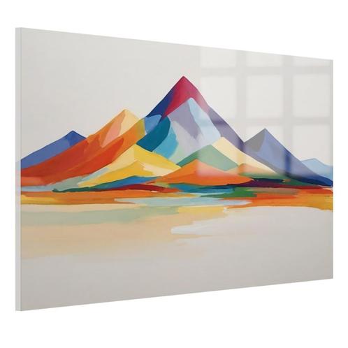 Berglandschap in levendige kleuren Glasschilderij 105x70cm +, Huis en Inrichting, Woonaccessoires | Schilderijen, Tekeningen en Foto's
