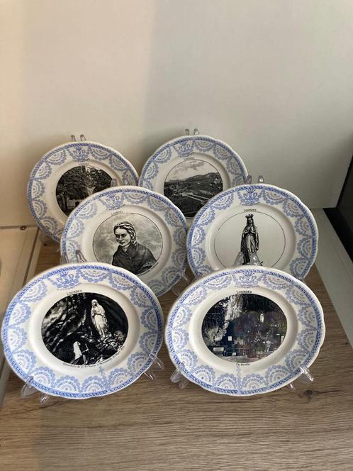 6 borden Lourdes Digoin Sarreguemines 19e, Antiek en Kunst, Antiek | Keramiek en Aardewerk, Ophalen of Verzenden