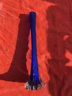 Vaas blauw glas. H19 x B7, Ophalen, Gebruikt, Blauw, Glas