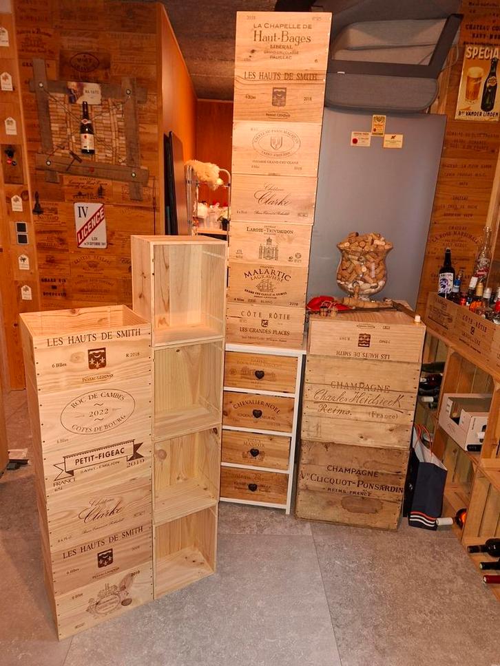 10 Caisses à vin vide caisse bois 60€ lot idéal bar cave, Collections, Vins, Enlèvement