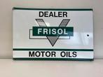 Enseigne publicitaire émaillée huile moteur FRISOL, Utilisé, Enlèvement ou Envoi, Panneau publicitaire