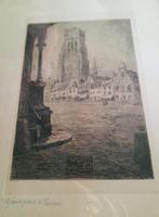 Gravure "Grand Place à Furnes" Richard Heintz 1905, Antiquités & Art, Enlèvement