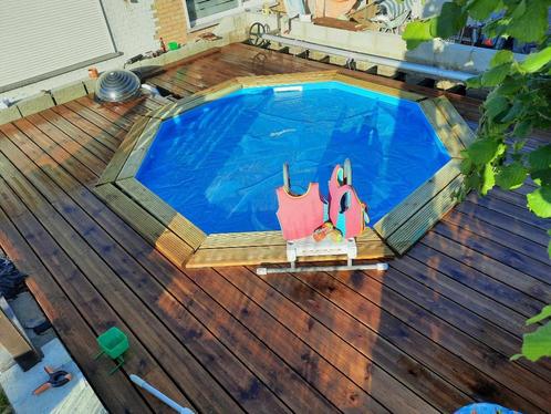 piscine bois avec terrasse en bois, Jardin & Terrasse, Accessoires de piscine, Utilisé, Filtre, Enlèvement