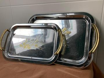 Set van 2 metalen dienbladen – elegant met gouden accenten beschikbaar voor biedingen