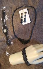 ketting horloge armband oorringen, Handtassen en Accessoires, Kettingen, Ophalen of Verzenden, Zwart