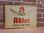 Panneau publicitaire tole 1962 Adler Hopfen und Malz, Enlèvement ou Envoi, Utilisé, Panneau publicitaire