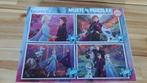 4-in-1 puzzel Frozen, Enlèvement ou Envoi, Plus de 50 pièces, Comme neuf, 4 à 6 ans