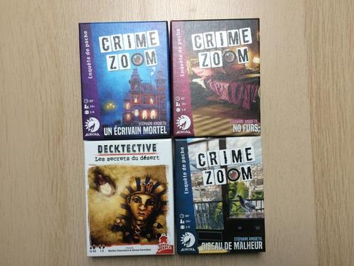 Perceel 3 „Crime Zoom” + 1 „Detective”, Hobby en Vrije tijd, Gezelschapsspellen | Overige, Zo goed als nieuw, Ophalen of Verzenden