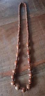 Magnifique collier marron avec perles en bois, Comme neuf, Brun, Enlèvement