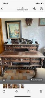 Bureau de style Louis XIII en chêne vintage, Enlèvement, Comme neuf, Bureau