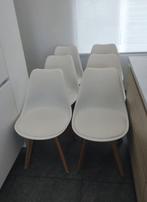 Lot de 6 chaises scandinaves blanches/bois, Maison & Meubles, Chaises, Bois, Enlèvement, Scandinave, Blanc