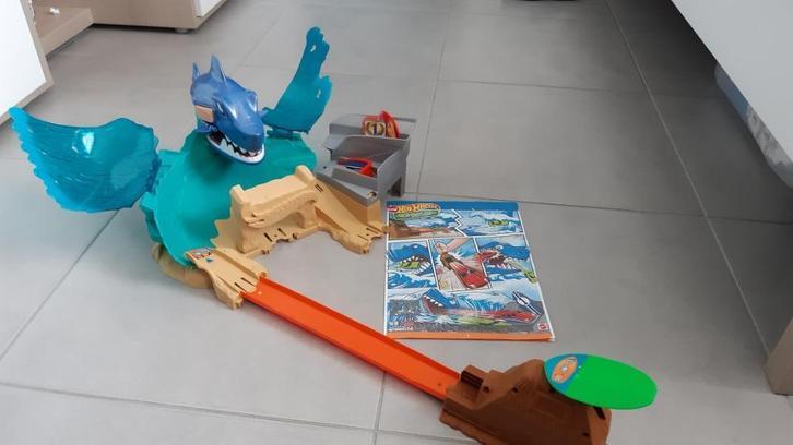 Hot Wheels City Shark Beach, Kinderen en Baby's, Speelgoed | Racebanen, Gebruikt, Racebaan, Handmatig, Hot Wheels, Ophalen