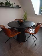 Zwart eiken eettafel, Huis en Inrichting, Tafels | Eettafels, Gebruikt, Vier personen, Eikenhout, Rond
