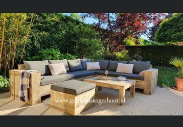 Canapé d'angle en bois d'échafaudage canapé de jardin, Enlèvement ou Envoi, Bois d'échafaudage, Hocker, Sets de jardin