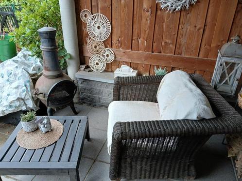 Zeteltjes en tafeltje, Tuin en Terras, Tuinstoelen, Gebruikt, Hout, Ophalen