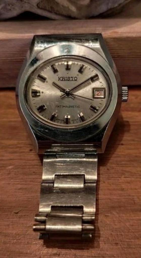 Kristo antimagnetisch Zwitsers uurwerk. Roestvrijstalen acht, Handtassen en Accessoires, Horloges | Antiek, Ophalen of Verzenden