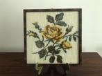 Lijst kader gele roos handwerk achter glas, Enlèvement ou Envoi