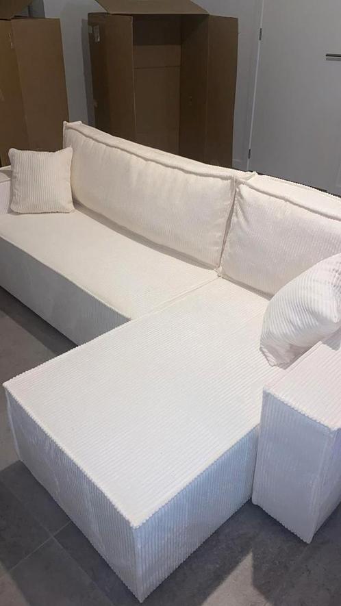Hoekbank/slaapbank créme/wit kleur, Huis en Inrichting, Slaapkamer | Slaapbanken, Nieuw, 80 cm, 200 cm, Wit, Crème, Beige, Ophalen