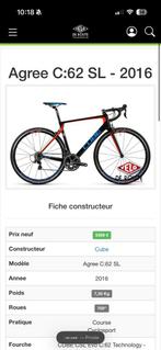 Cube Agree C:62 SL – 2016 (Carbone, 7,3 kg) vélo team WANTY, Fietsen en Brommers, Gebruikt, Overige maten, Meer dan 20 versnellingen