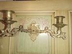 Antieke Everaerts dubbele kandelaars – Art-Nouveau messing, Huis en Inrichting, Lampen | Kroonluchters, Ophalen of Verzenden, Zo goed als nieuw