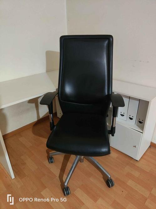 Chaise de Bureau Confortable en Simili Cuir Noir – Réglable, Huis en Inrichting, Bureaustoelen, Gebruikt, Bureaustoel, Zwart, Ophalen