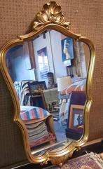 Ovale goud/brons-kleurig spiegel met sierlijke details., Ophalen, Zo goed als nieuw, Minder dan 100 cm, Overige vormen