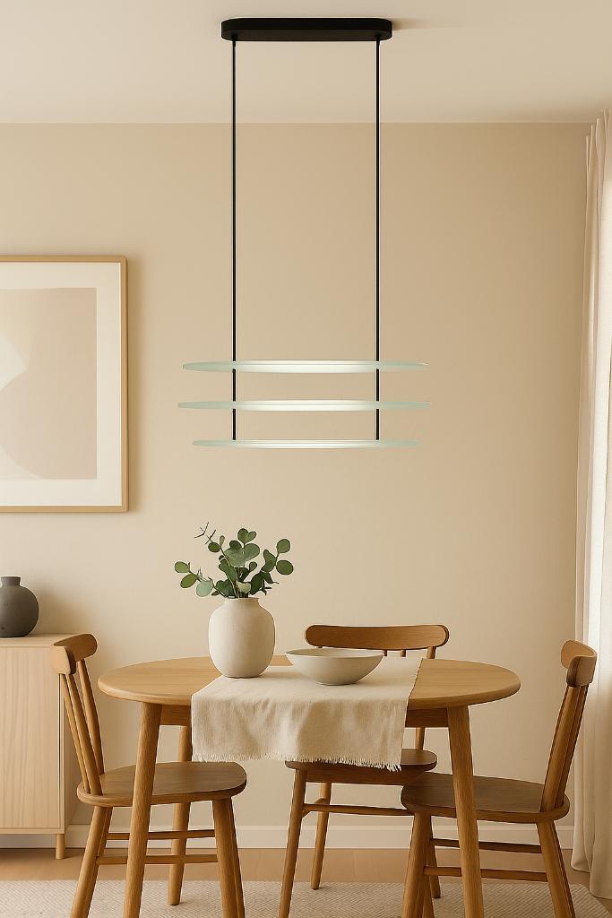 Moderne glazen hanglamp design, Huis en Inrichting, Lampen | Hanglampen, Zo goed als nieuw, 75 cm of meer, Glas, Metaal, Ophalen