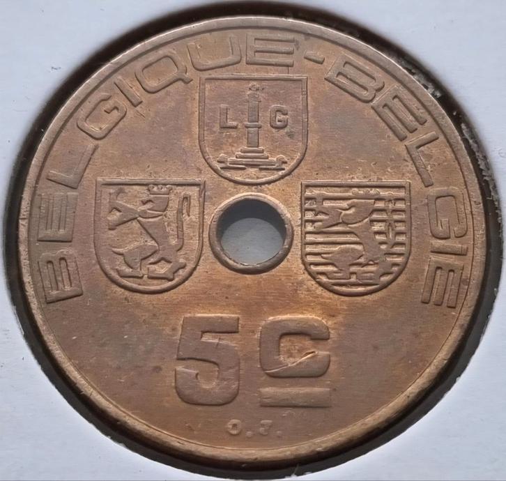 Proefslag 5 Cent 1938 Fr./Vl. Leopold III, Postzegels en Munten, Munten | België, Losse munt, Brons, Ophalen of Verzenden