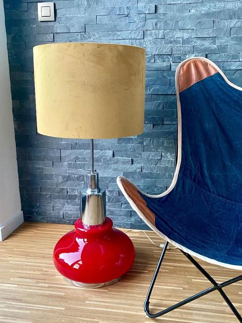 Vintage Vloerlamp – Rood Opaline Glas & Chroom, Huis en Inrichting, Lampen | Vloerlampen, Glas, Metaal, Ophalen