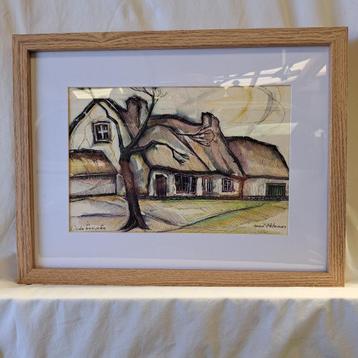 Tekening/Aquarel Mon Thomas " Oude Hoeveke " beschikbaar voor biedingen