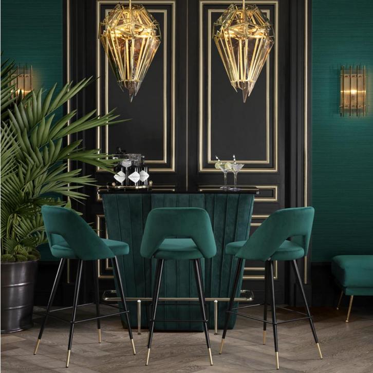 NIEUWE BAR Eichholtz Bolton groen fluweel barmeubel barstoel, Huis en Inrichting, Woonaccessoires | Overige, Nieuw, Ophalen