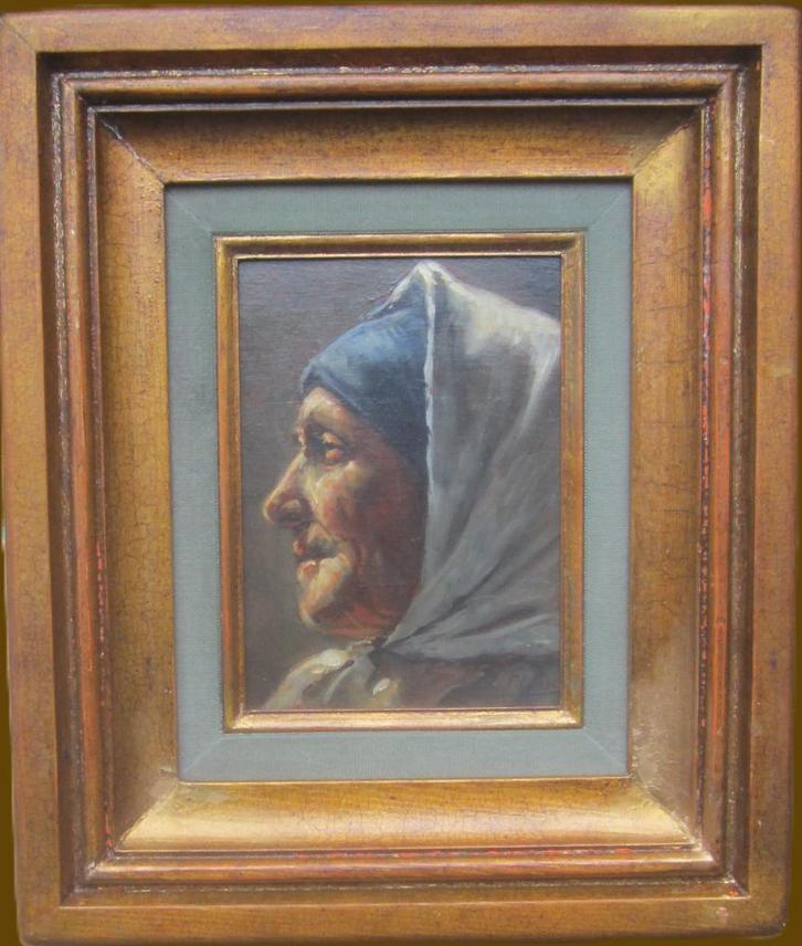 "Visage d'une vieille femme" - Louis Clesse, Antiek en Kunst, Kunst | Schilderijen | Klassiek, Ophalen