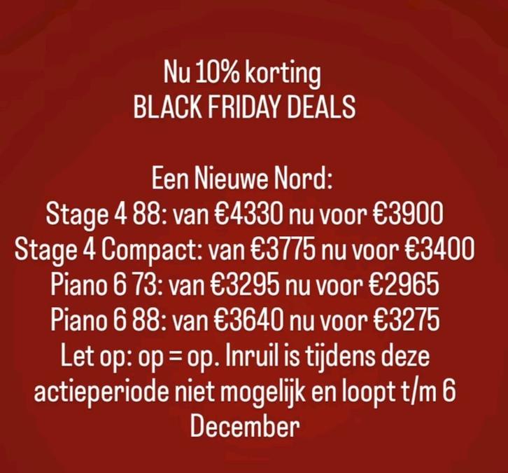 Nord Black Friday! Nord Stage 4 88 en Compact, Piano 6 88/73, Muziek en Instrumenten, Keyboards, Korg, Ophalen of Verzenden
