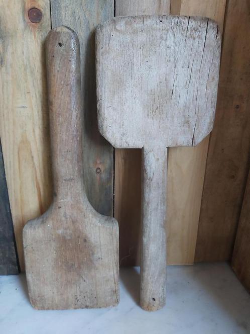 2 leuke oude houten was kloppers / peddels / planken, Antiek en Kunst, Curiosa en Brocante, Ophalen of Verzenden