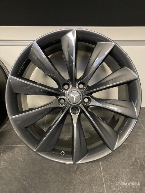 21” originele Tesla Model S ‘Turbine’ velgen breedset 5x120, Auto-onderdelen, Banden en Velgen, Velg(en), 21 inch, Personenwagen