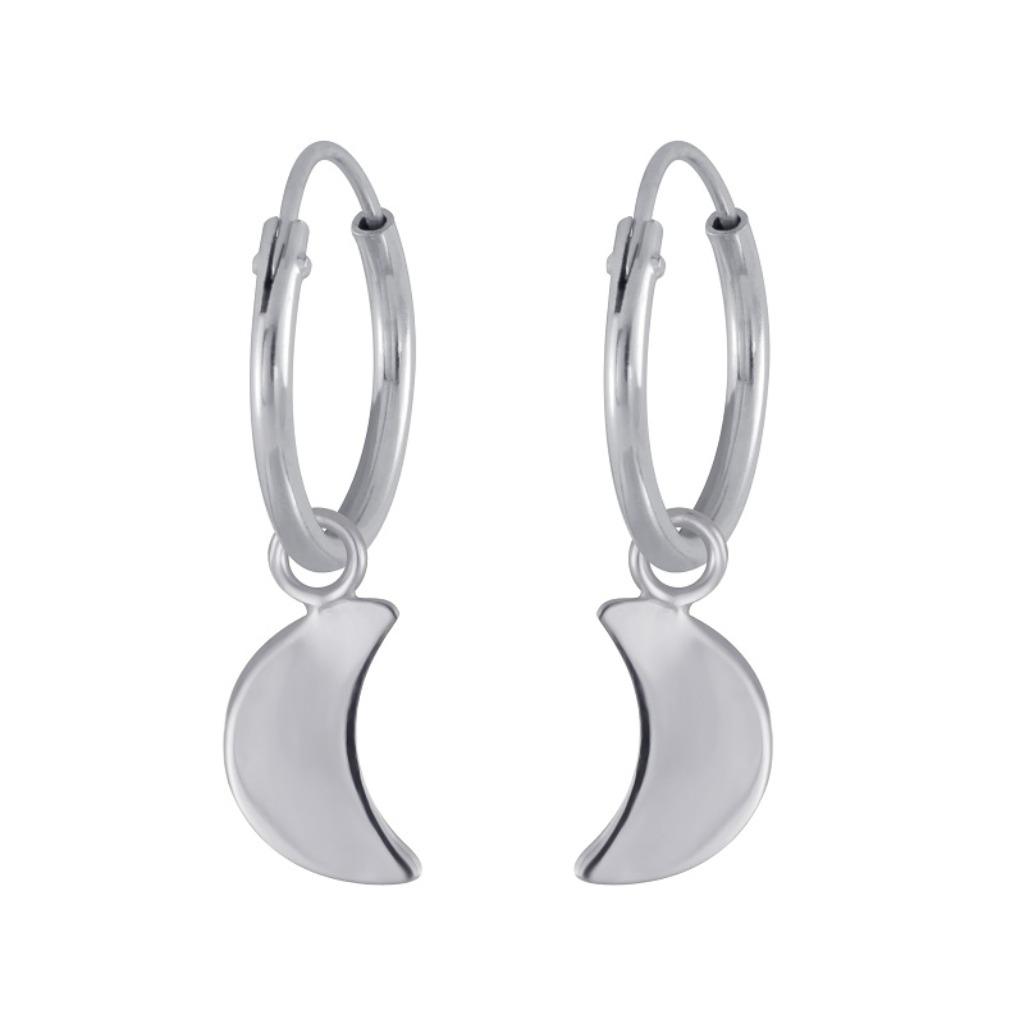 Zilveren kleine creolen maan hanger - OP=OP! OPRUIMING!, Ophalen of Verzenden, Nieuw, Zilver, Zilver