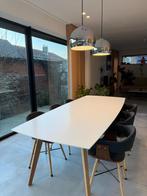 Tafel mat wit met houten onderstel 220x85cm, Huis en Inrichting, Ophalen, 200 cm of meer, 50 tot 100 cm, Vijf personen of meer