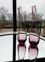 Vintage vaasjes in glas - aflopende kleur aubergine, Ophalen