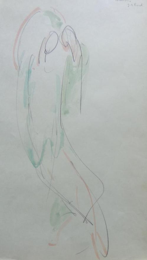 RAOUL LEJEUNE / DANSE J.S. BACH / ORIGINEEL WERK / 33x23cm, Antiek en Kunst, Kunst | Schilderijen | Modern, Ophalen of Verzenden