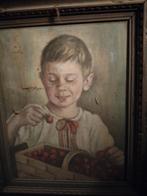 Mooi,wsl oud schilderij(stof hangt erop),jongen met kersen, Enlèvement