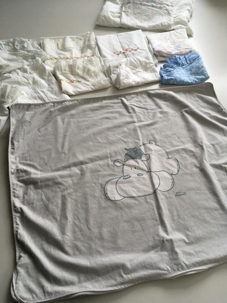 pakketje wieg/buggy lakens, Huis en Inrichting, Slaapkamer | Beddengoed, Gebruikt, Deken of Dekbed, Overige maten, Overige kleuren