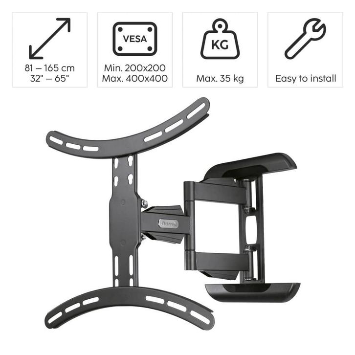 Support mural TV Hama Star XL – Inclinable et pivotant – 23", Audio, Tv en Foto, Televisiebeugels, Gebruikt, Ophalen