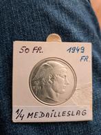 Medailleslag 1/4 gedraaid Zilver Munt, Ophalen of Verzenden