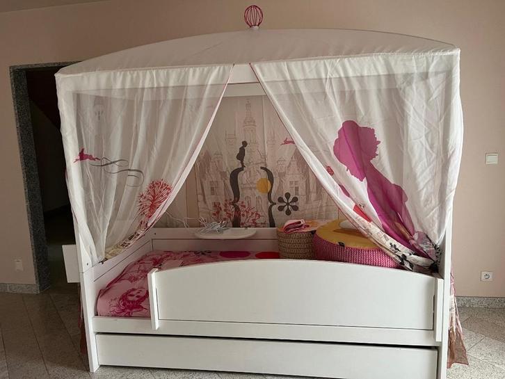 Lifetime hemelbed Alice in Wonderland + bedlade, accessoires, Kinderen en Baby's, Kinderkamer | Bedden, Gebruikt, 180 cm of meer