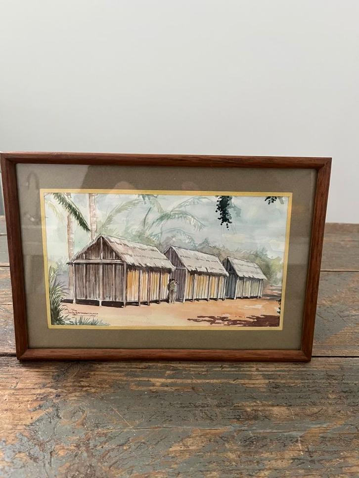 KUNST SCHILDERIJ AQUAREL OOSTERS GESIGNEERD, Antiek en Kunst, Kunst | Schilderijen | Modern, Ophalen of Verzenden