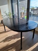 Ronde - Ovale zwarte eettafel 115 - 190 cm met 2 inlegbladen, Huis en Inrichting, Tafels | Eettafels, Ophalen, Gebruikt, 100 tot 150 cm